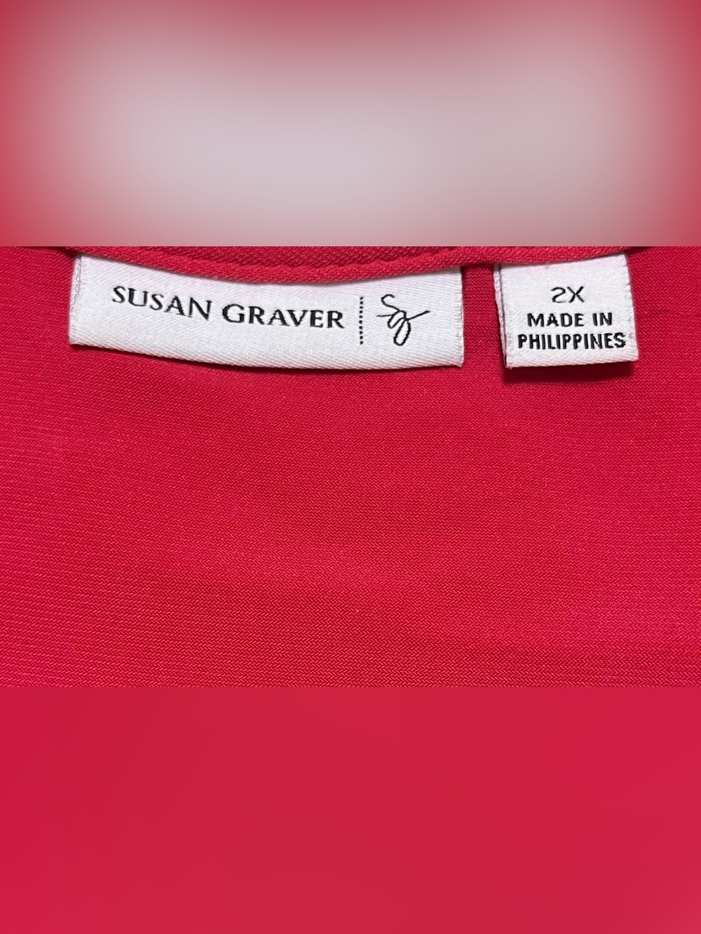 Susan Graver Fuchsia V-Neck Sleeveless Top Blouse with Gold Ring Accent 2X - Picture 4 of 6